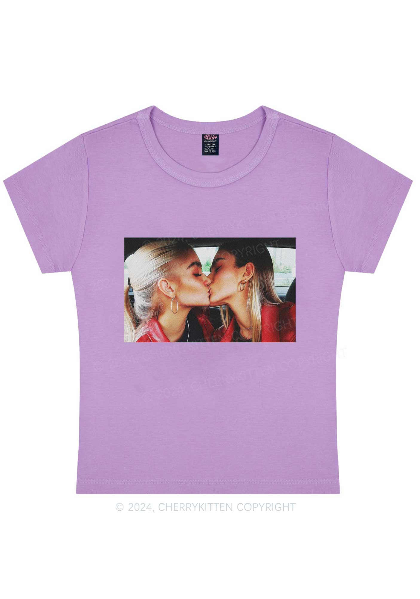 Girls Kiss Y2K Valentine's Day Baby Tee Cherrykitten