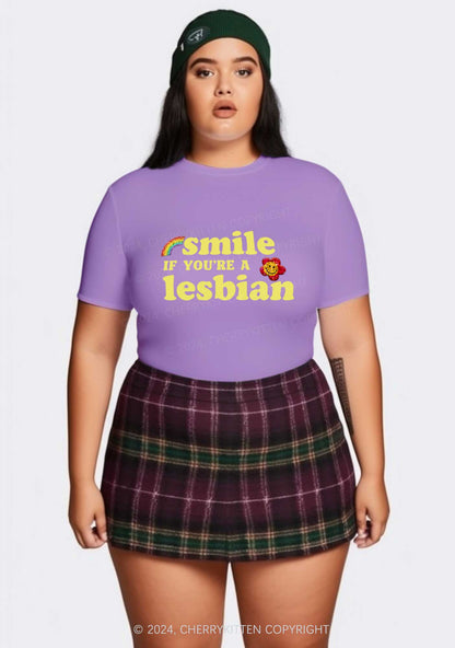 Curvy Lesbian Smile Y2K Baby Tee Cherrykitten