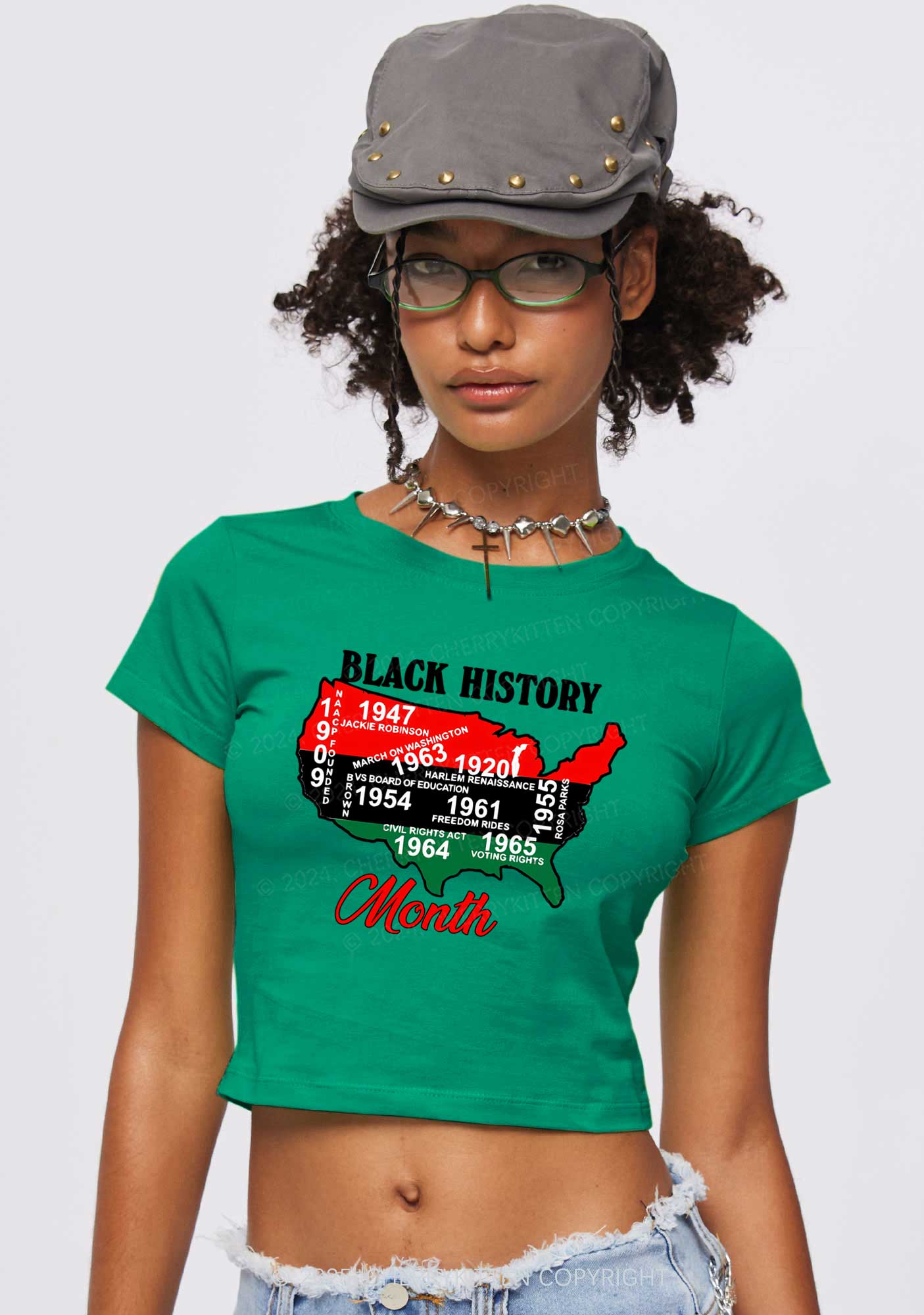 Black History Month Y2K Baby Tee Cherrykitten