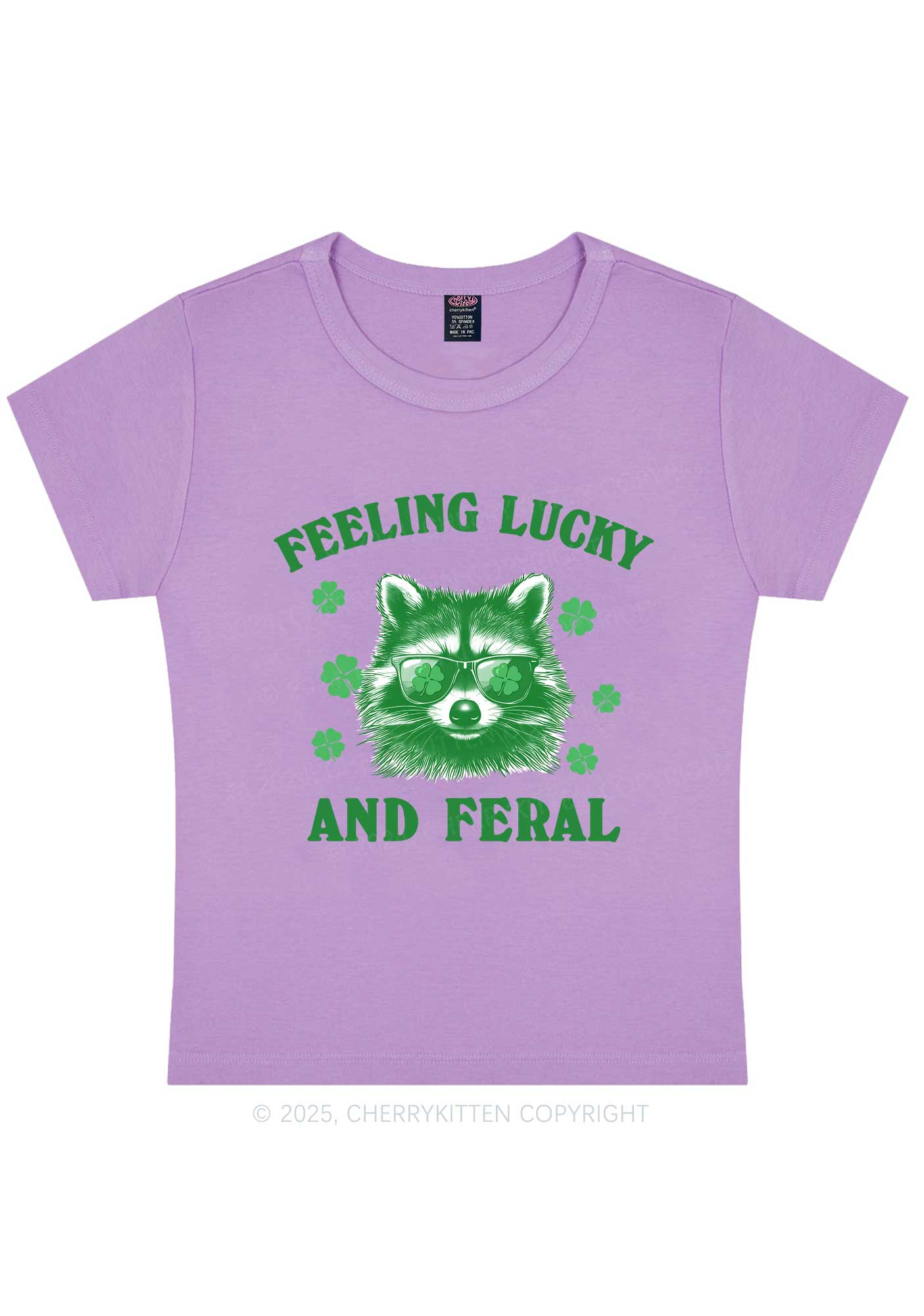 Feeling Lucky And Feral St Patricks Y2K Baby Tee Cherrykitten