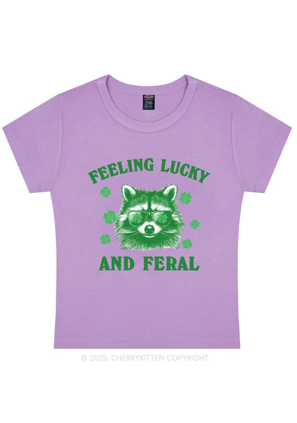 Feeling Lucky And Feral St Patricks Y2K Baby Tee Cherrykitten