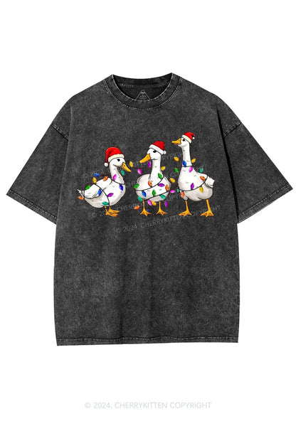 Christmas Santa Duck Y2K Washed Tee Cherrykitten