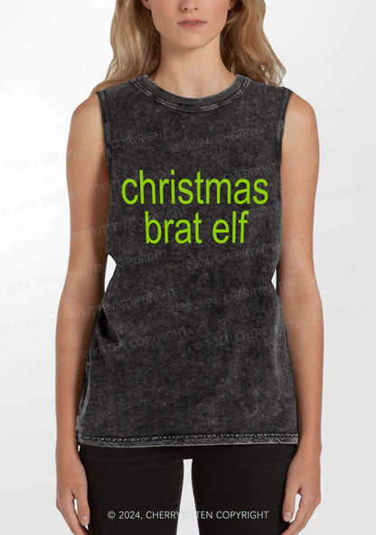 Christmas Brat Elf Y2K Washed Tank Cherrykitten