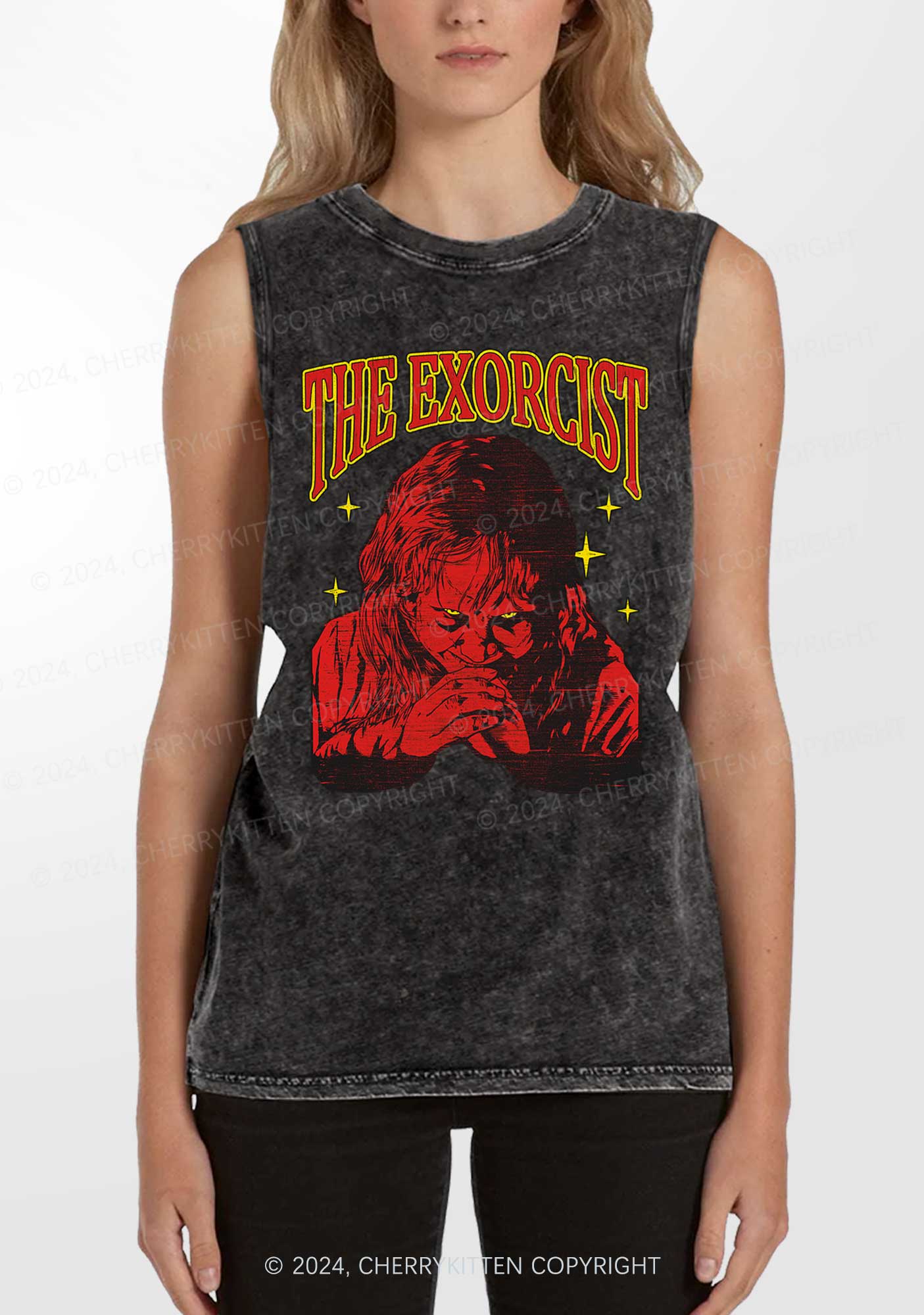 Halloween The Exorcist Y2K Washed Tank Cherrykitten