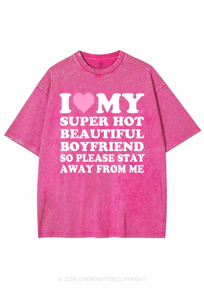 My Super Hot Boyfriend Y2K Valentine's Day Washed Tee Cherrykitten