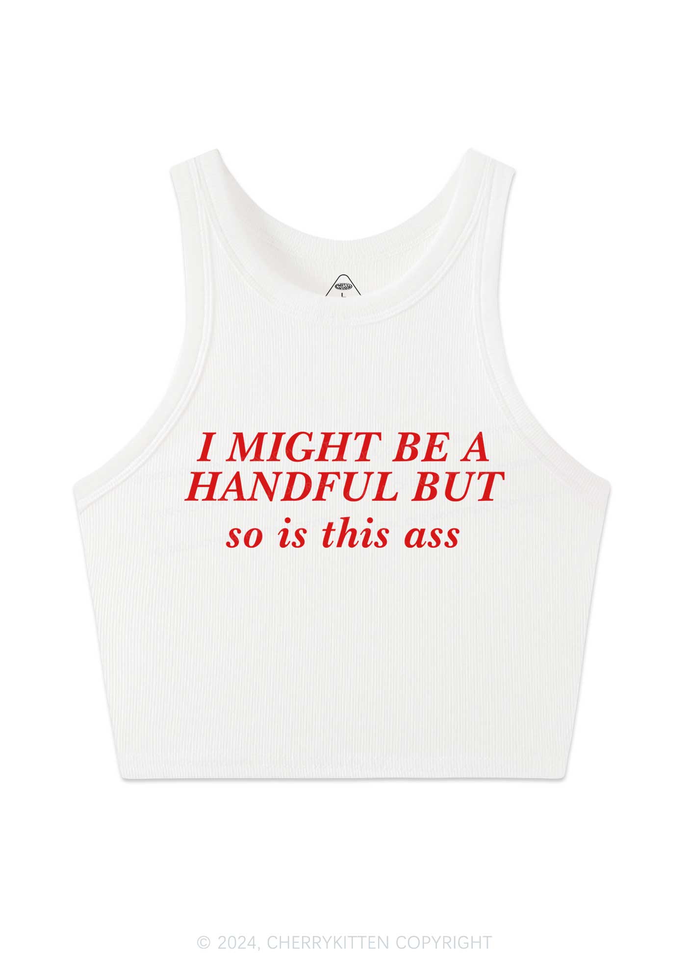 I Might Be Handful Y2K Crop Tank Top Cherrykitten