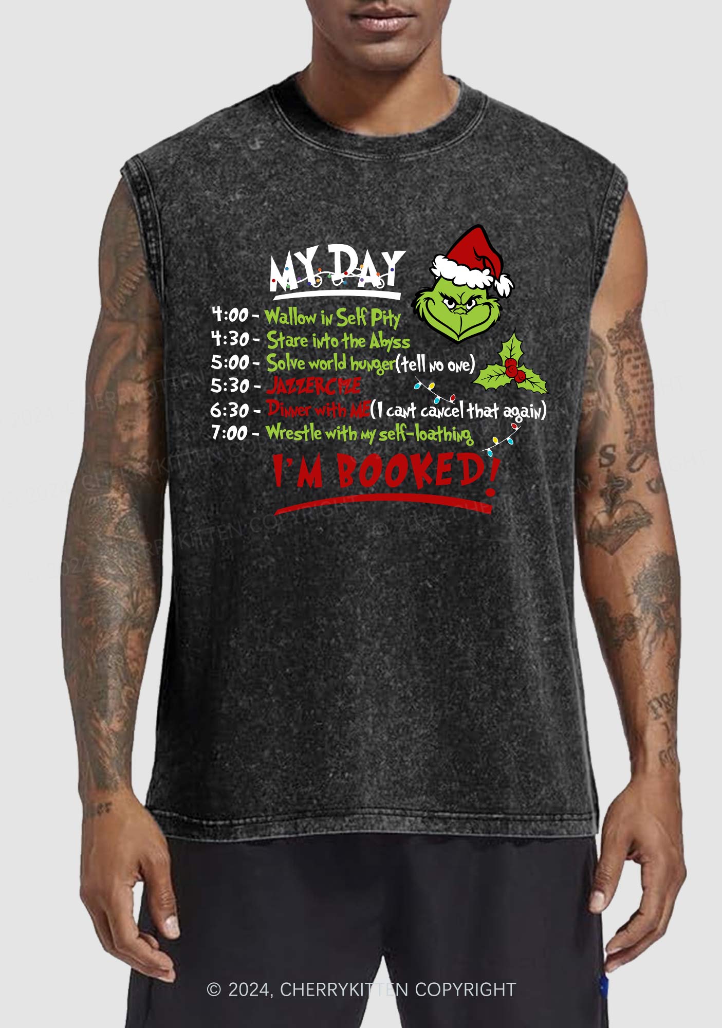 Christmas My Day I'm Booked Y2K Washed Tank Cherrykitten