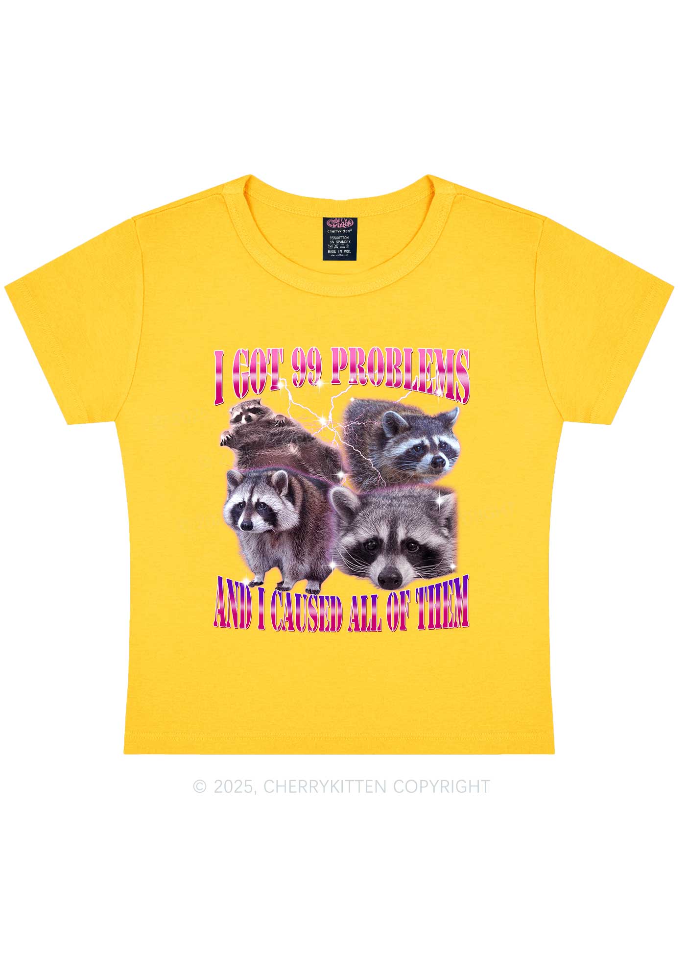 Raccoon Got Problems Y2K Baby Tee Cherrykitten