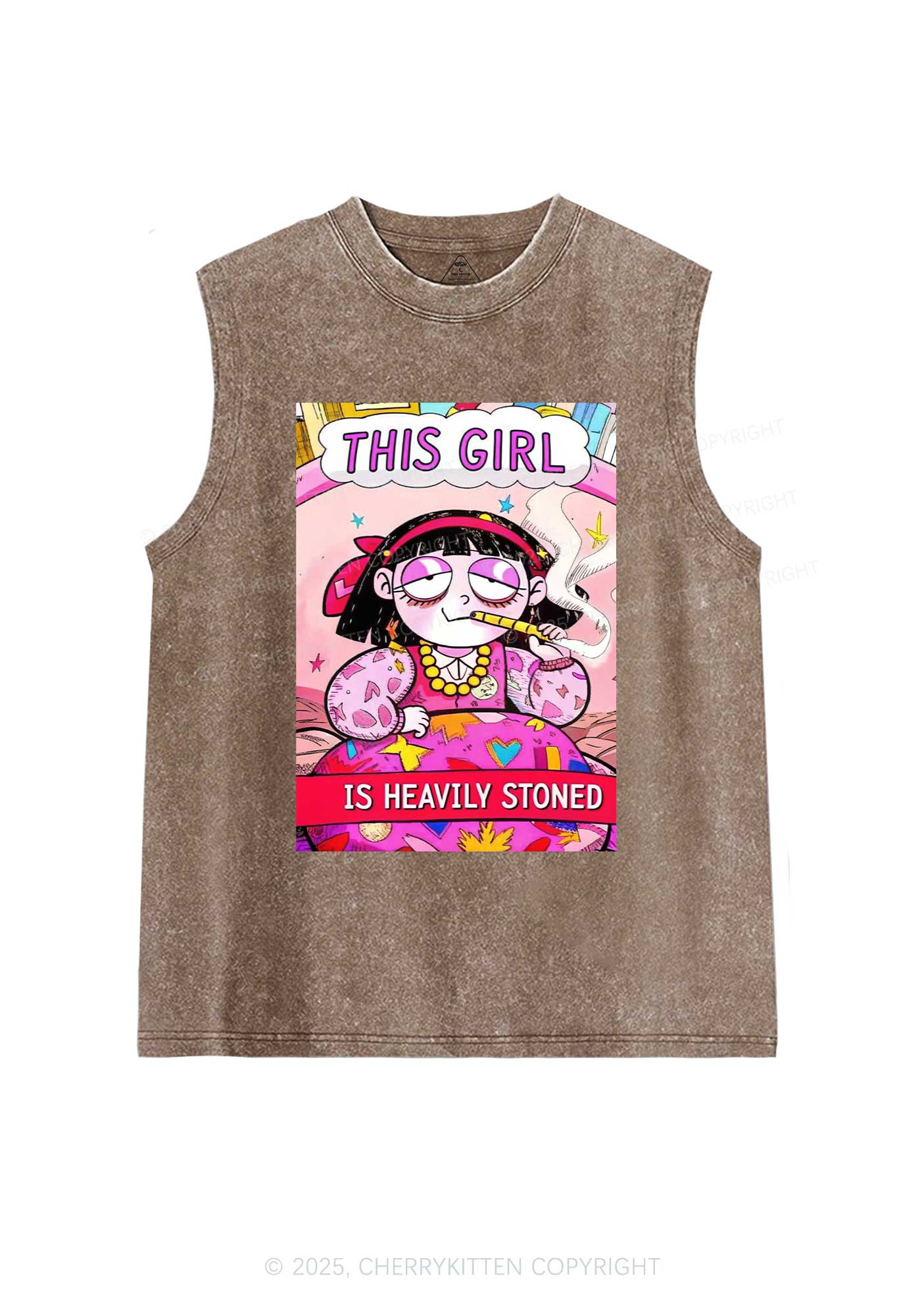 This Girl Is Heavily Stoned Y2K Washed Tank Cherrykitten