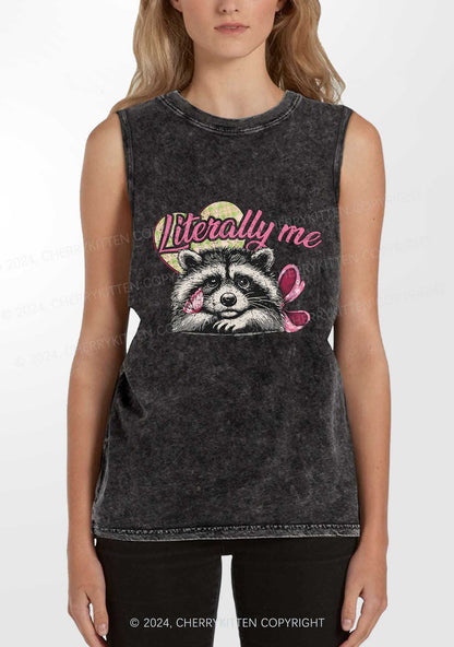 Literally Me Raccoon Y2K Washed Tank Cherrykitten