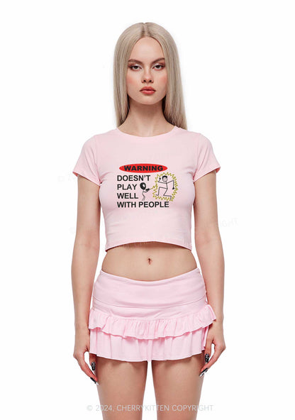 Play Warning Y2K Baby Tee Cherrykitten