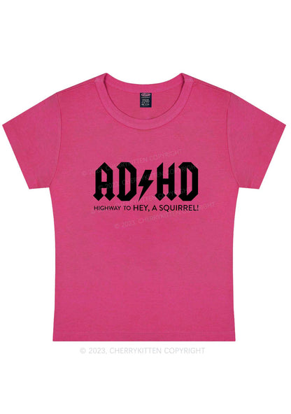 Curvy ADHD Hey A Squirrel Y2K Baby Tee Cherrykitten