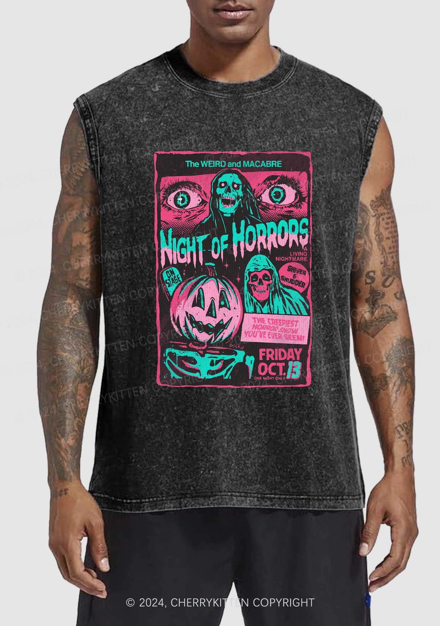 Halloween Nights Of Horrors Y2K Washed Tank Cherrykitten