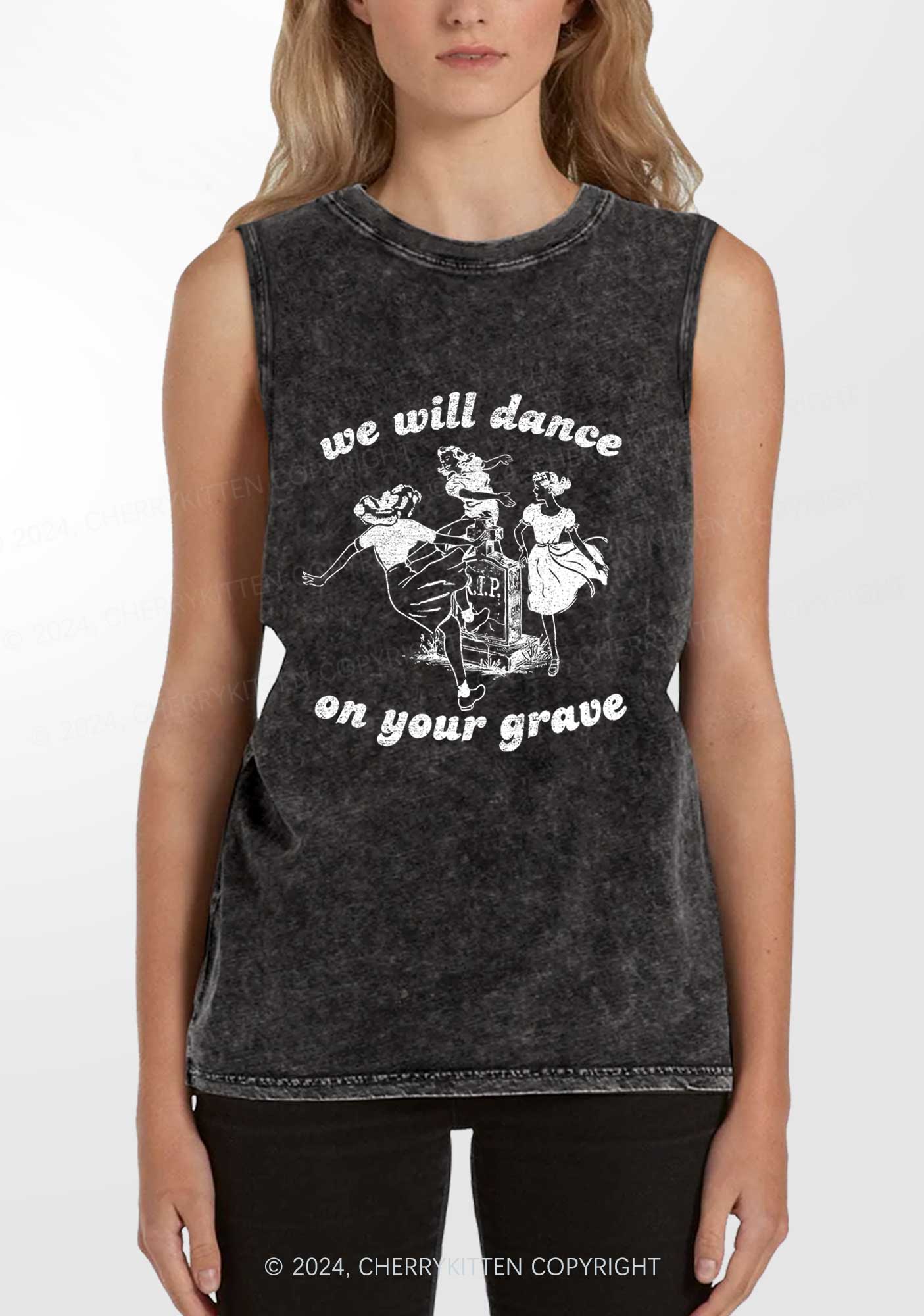 Dance On Your Grave Y2K Washed Tank Cherrykitten