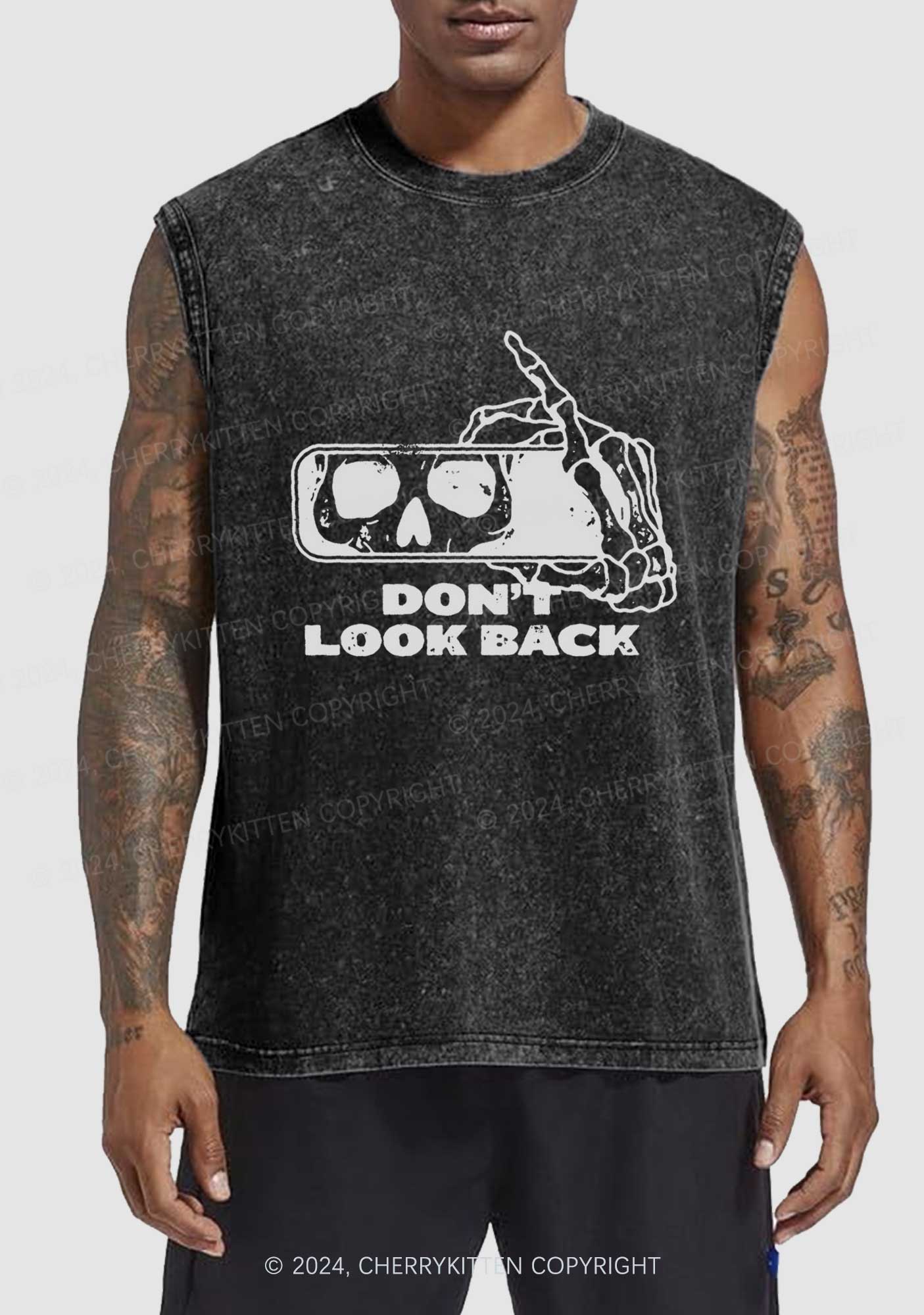 Halloween Don't Look Back Y2K Washed Tank Cherrykitten