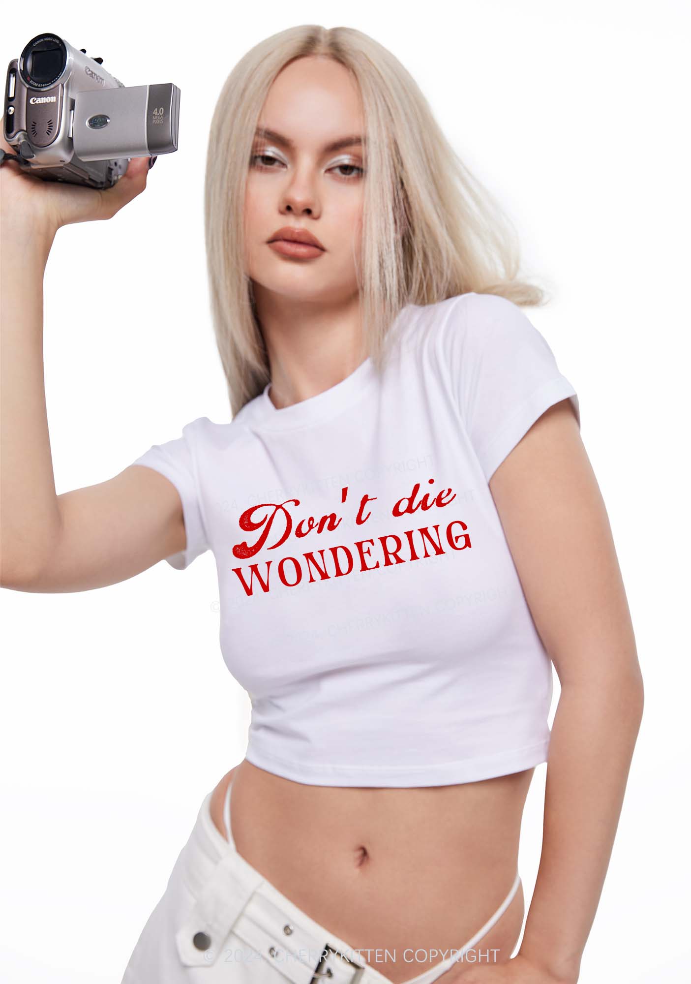 Don't Die Wondering Y2K Baby Tee Cherrykitten