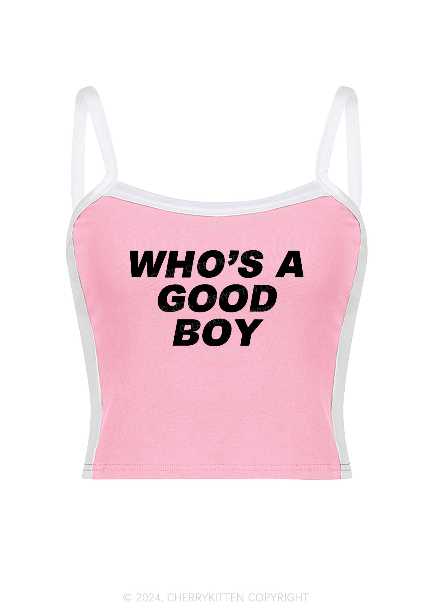 Who's A Good Boy Y2K Color Block Crop Cami Top Cherrykitten