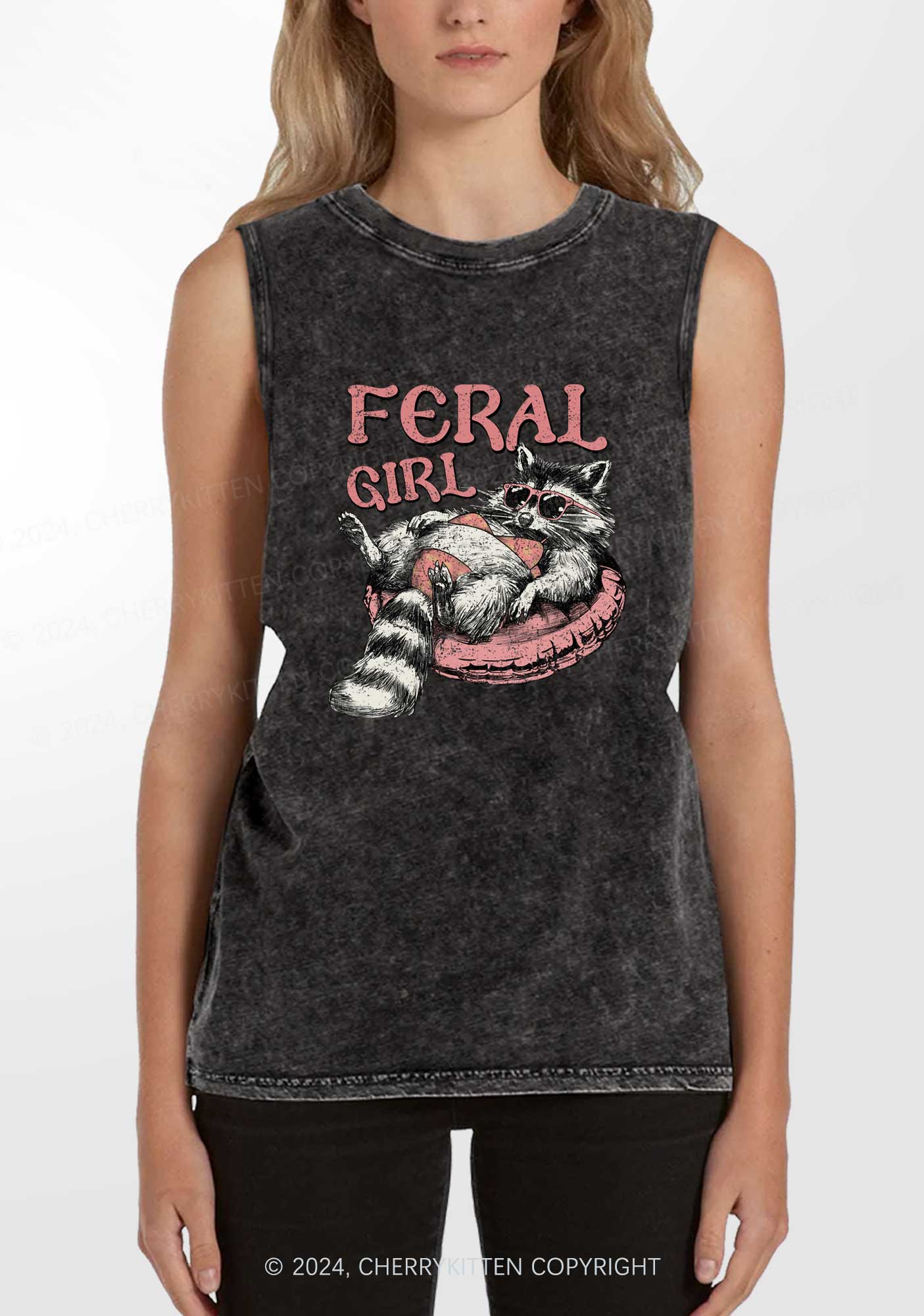 Feral Girl Y2K Washed Tank Cherrykitten