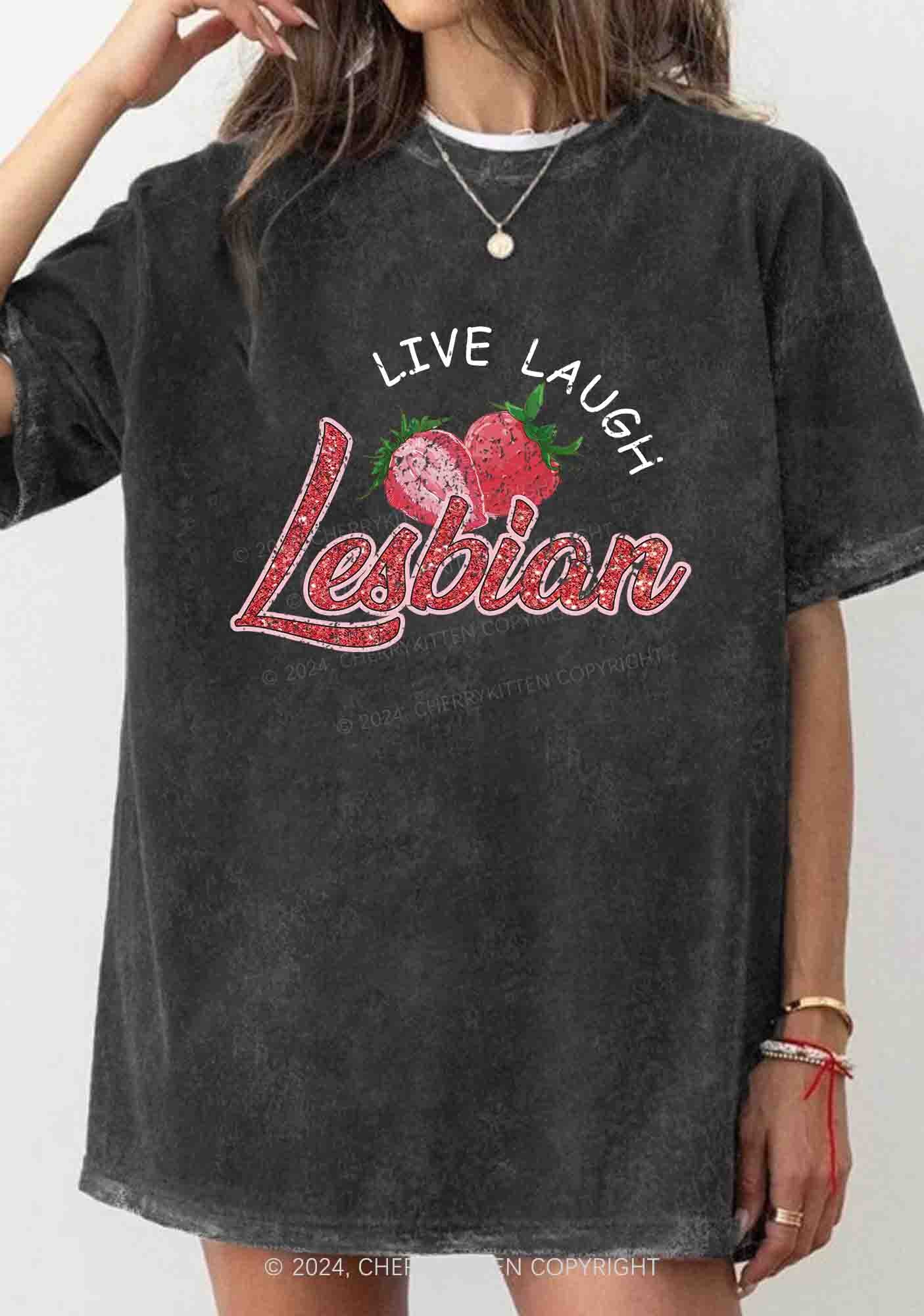 Live Laugh Lesbian Y2K Washed Tee Cherrykitten