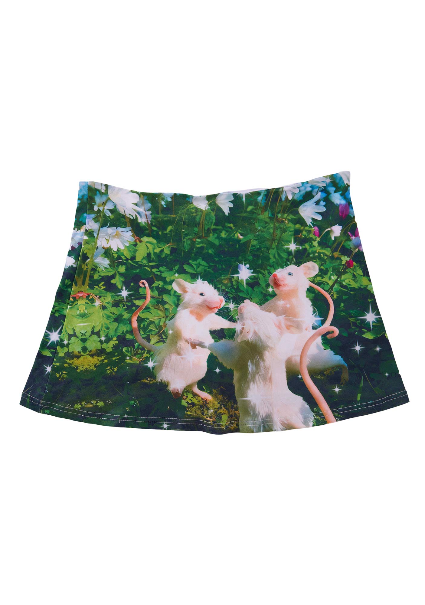 Dancing Rat Y2K Print Mini Skirt Cherrykitten