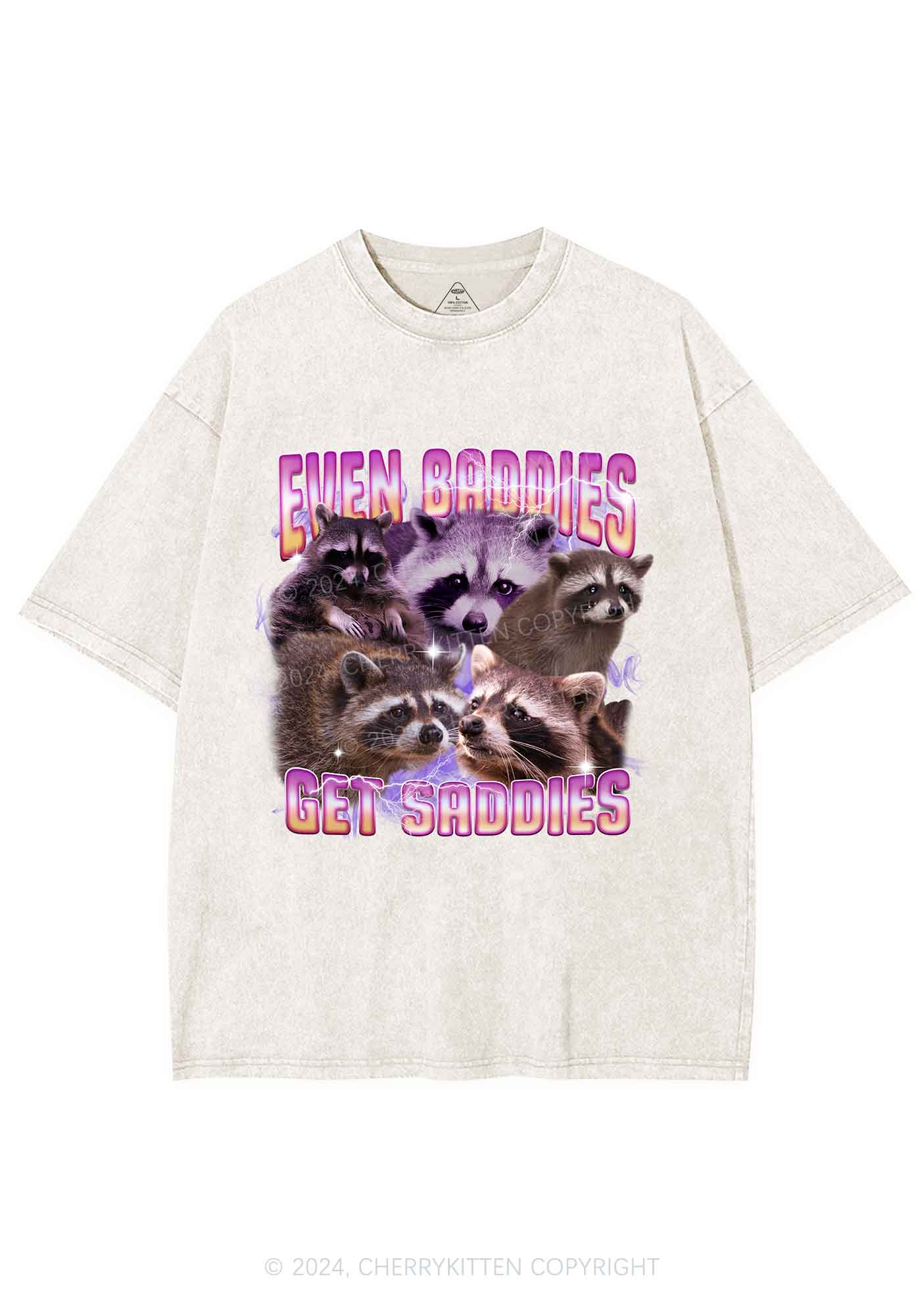 Funny Raccoon Y2K Washed Tee Cherrykitten