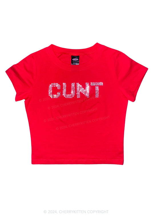 Rhinestone Cxxt Y2K Baby Tee Cherrykitten