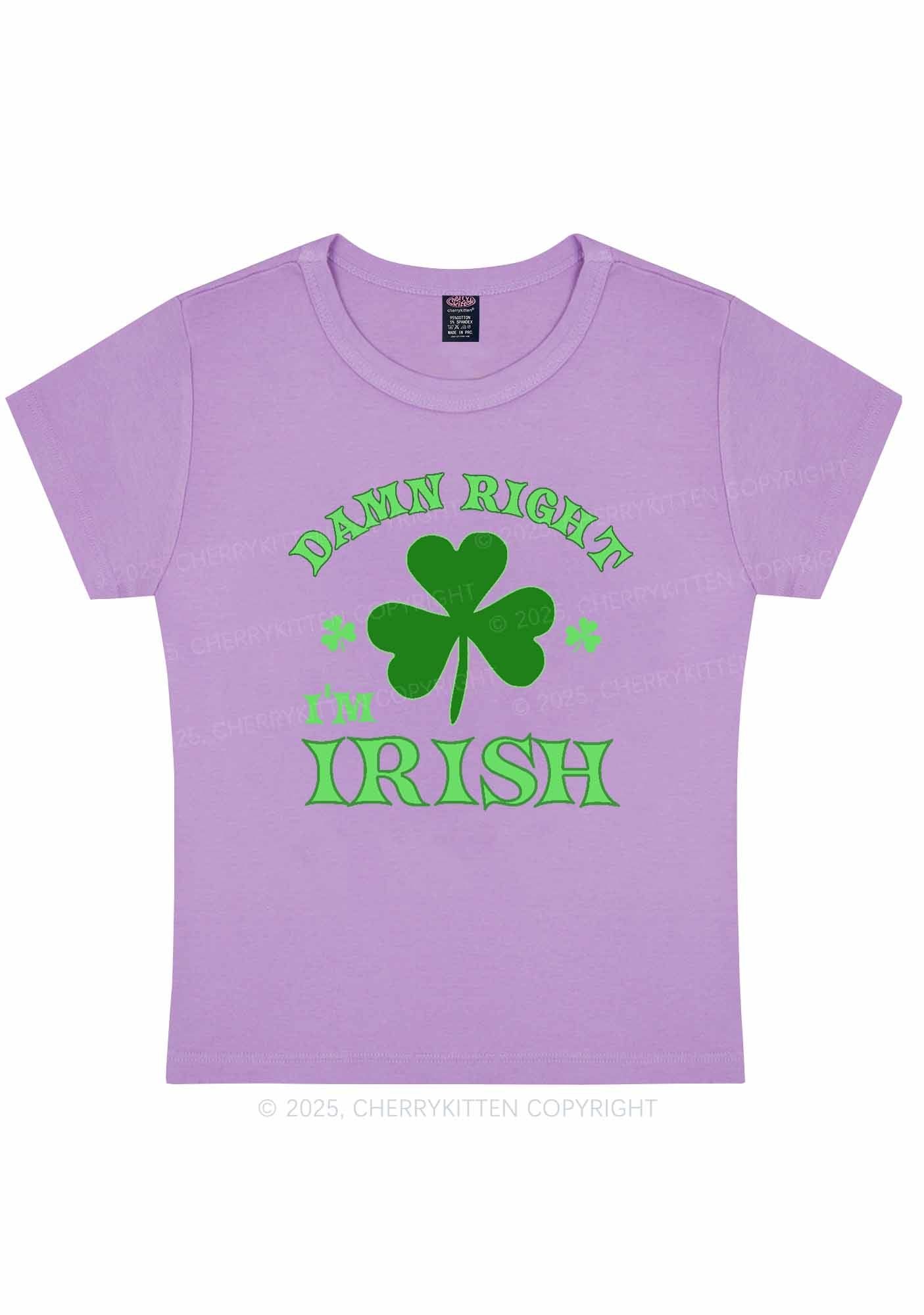 Damn Right Im Irish St Patricks Y2K Baby Tee Cherrykitten