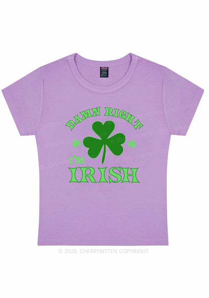 Damn Right Im Irish St Patricks Y2K Baby Tee Cherrykitten