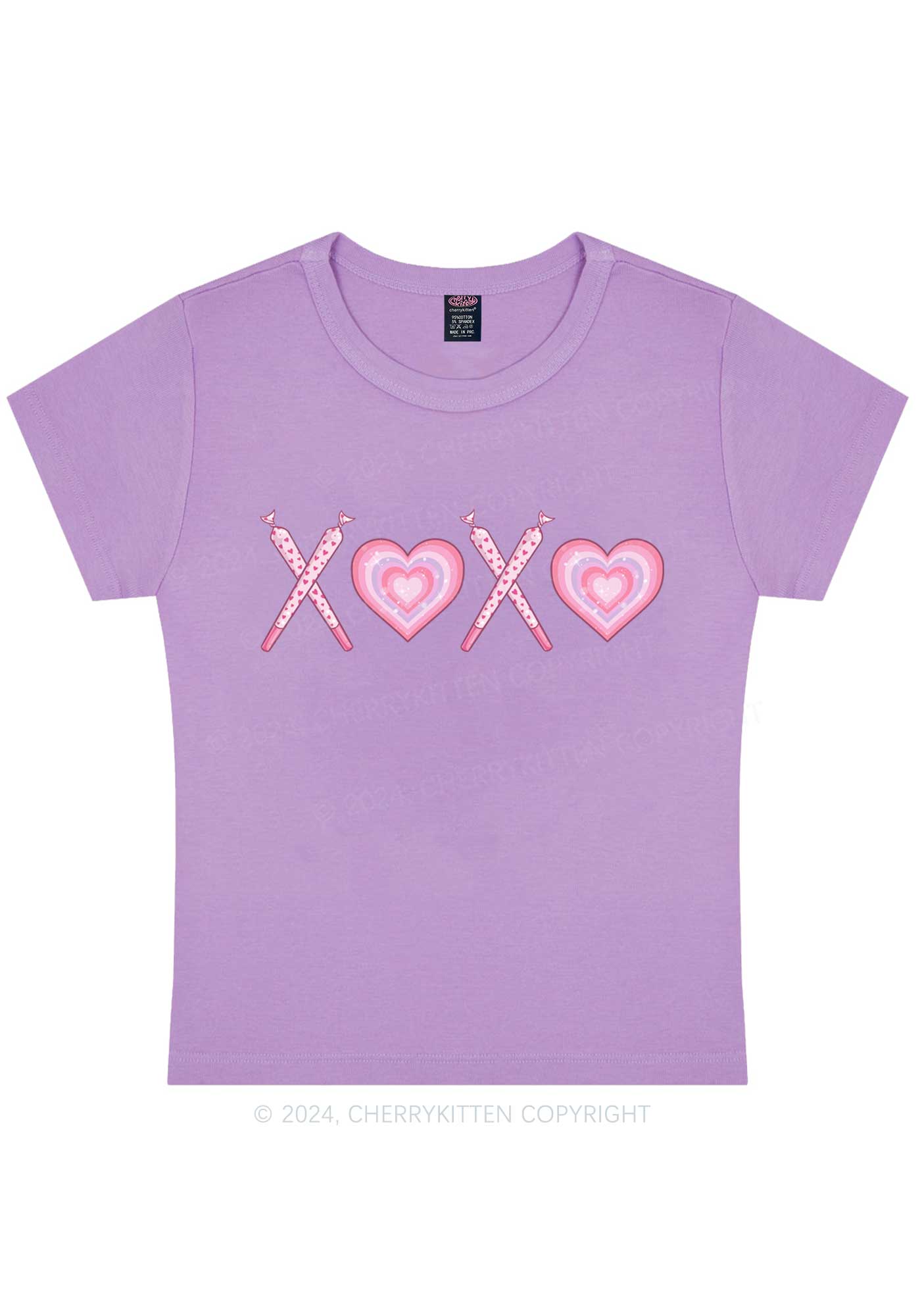 XOXO Heart Y2K Valentine's Day Baby Tee Cherrykitten