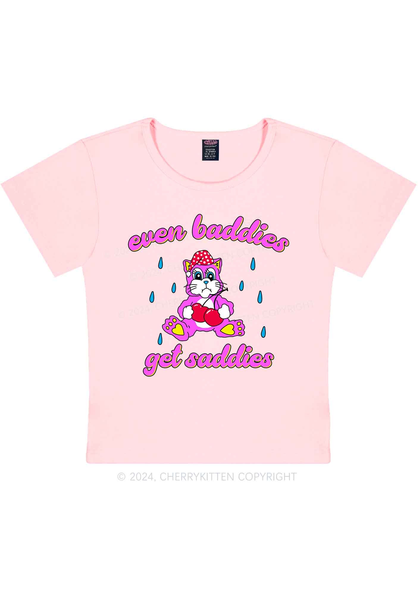 Baddies Got Saddies Cat Y2K Baby Tee Cherrykitten