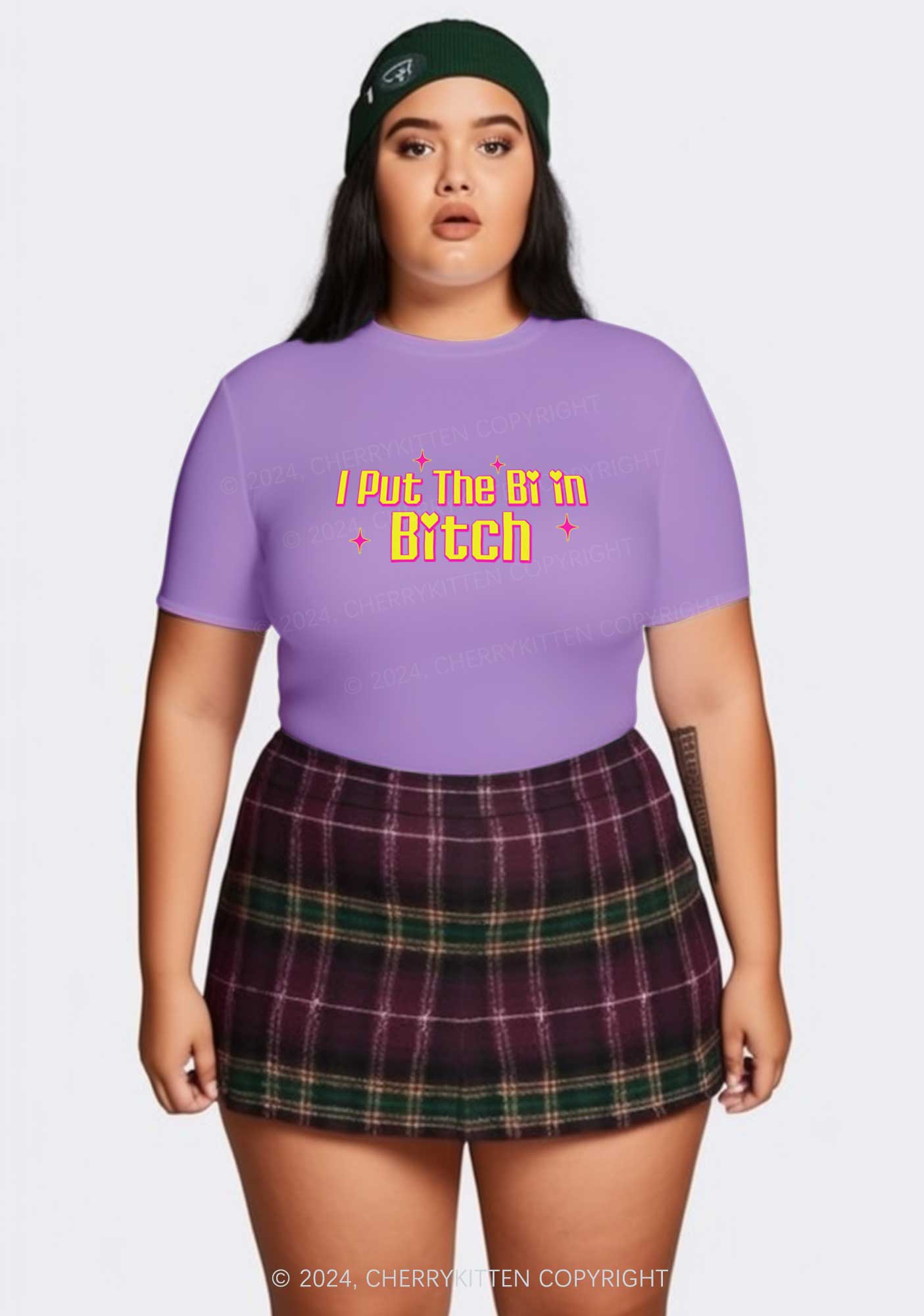 Curvy Put The Bi In Bxxch Y2K Baby Tee Cherrykitten