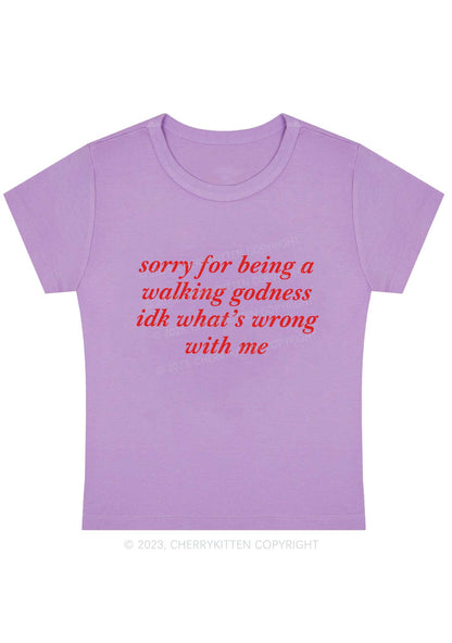 Curvy Sorry For Being A Walking Godness Y2K Baby Tee Cherrykitten