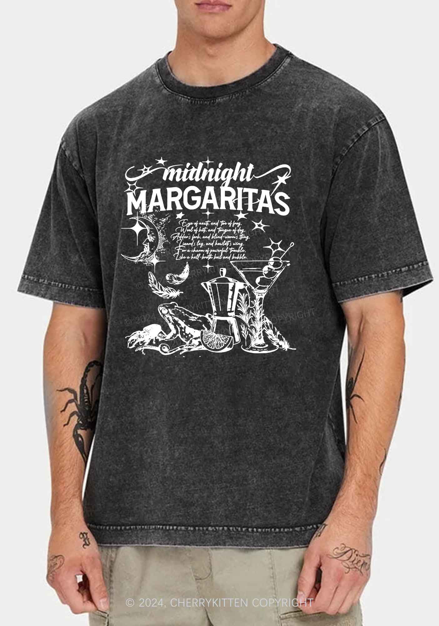 Halloween Midnight Margaritas Y2K Washed Tee Cherrykitten