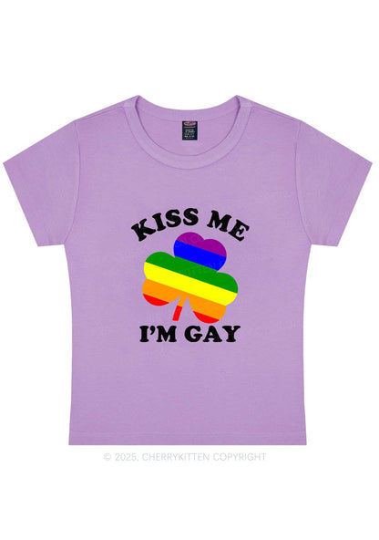 Kiss Me Im Gay St Patricks Y2K Baby Tee Cherrykitten