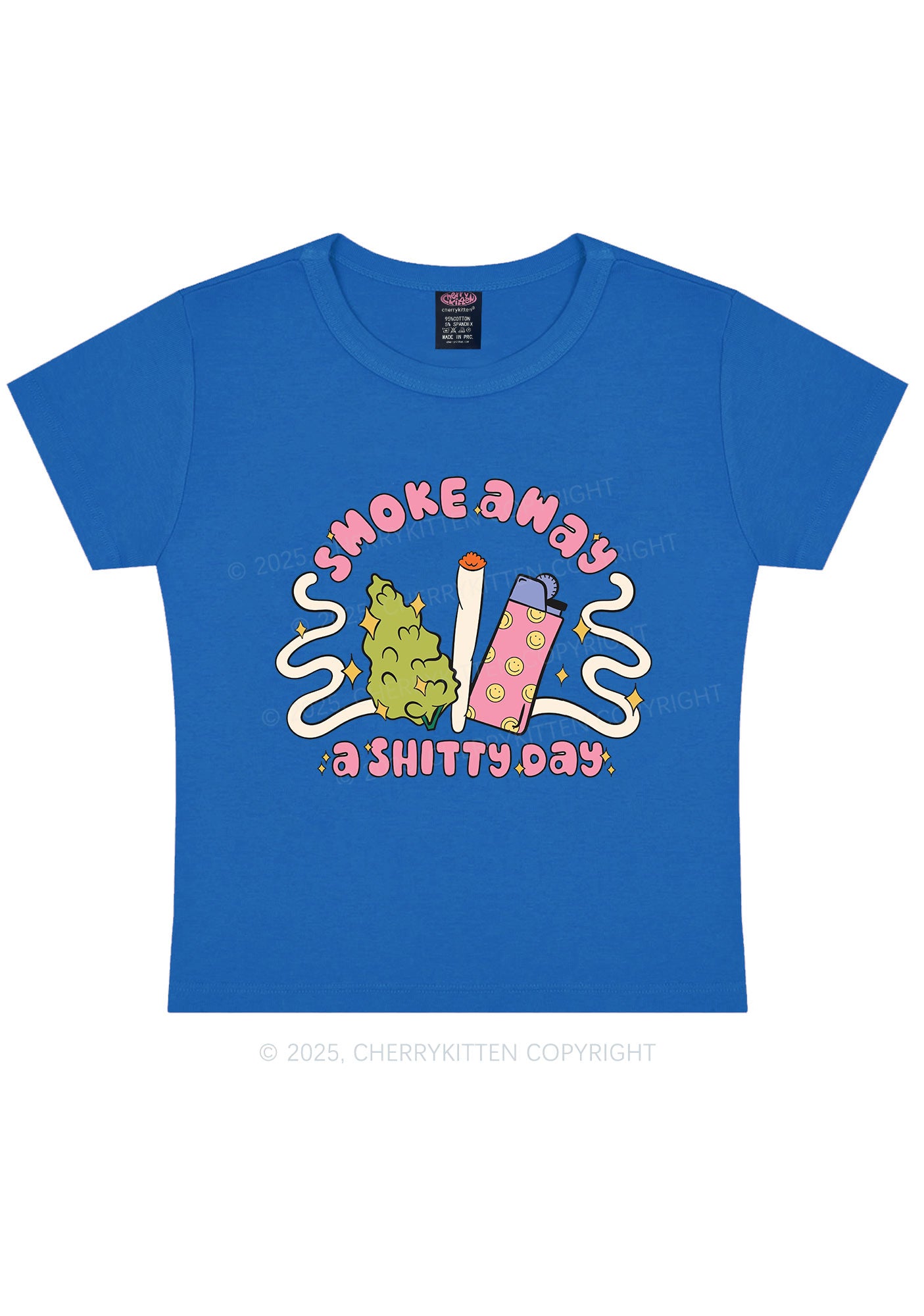 Smoke Away A Shixxy Day Y2K Baby Tee Cherrykitten