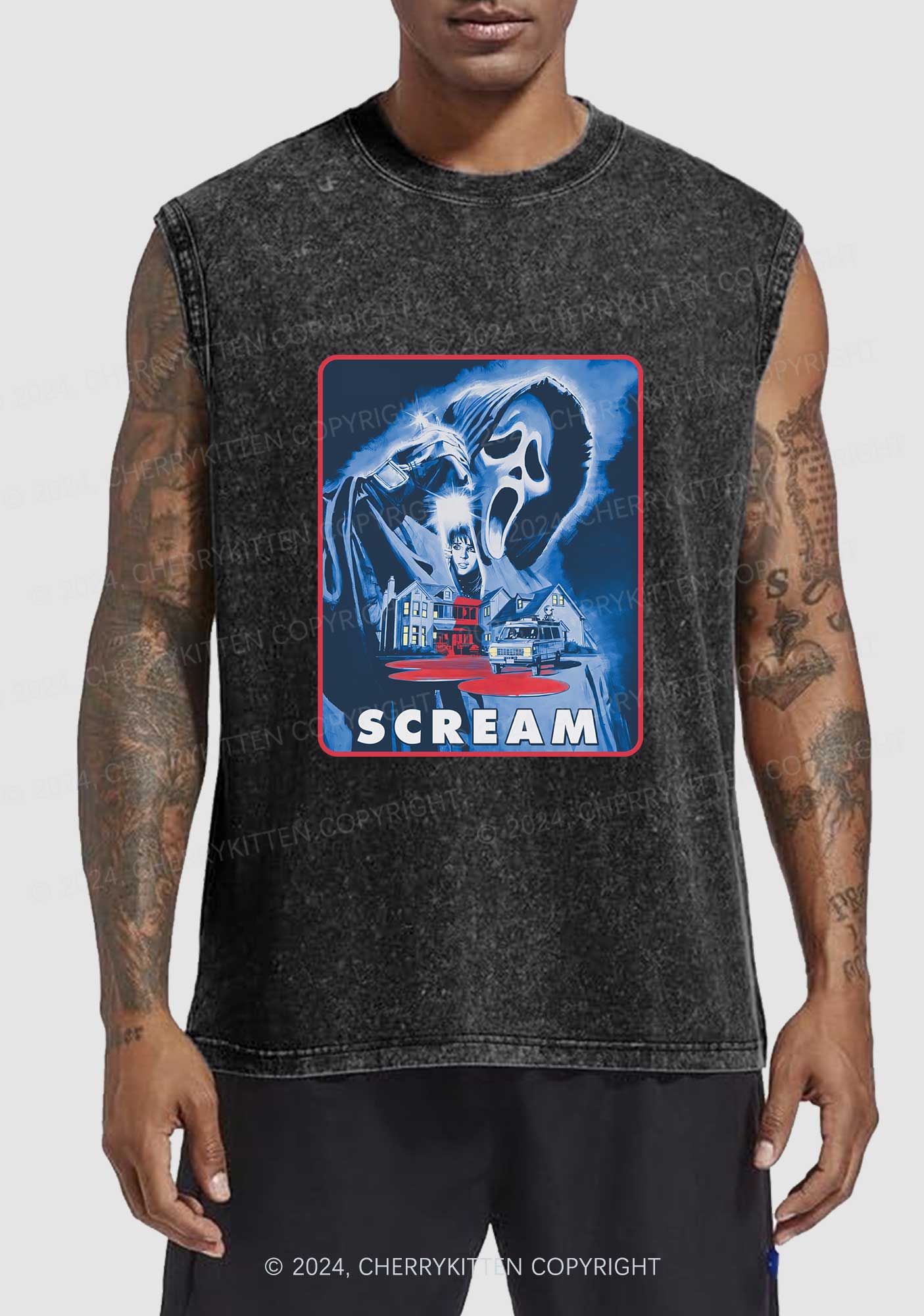 Scream Halloween Y2K Washed Tank Cherrykitten