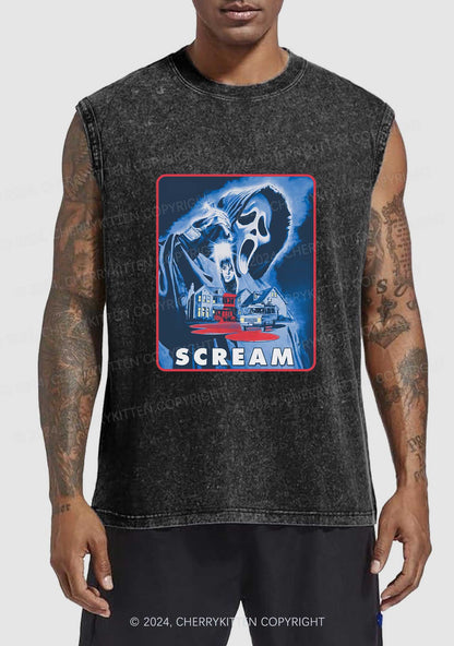 Scream Halloween Y2K Washed Tank Cherrykitten