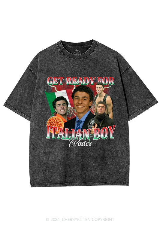 Italian Boy Winter Luigi Y2K Washed Tee Cherrykitten