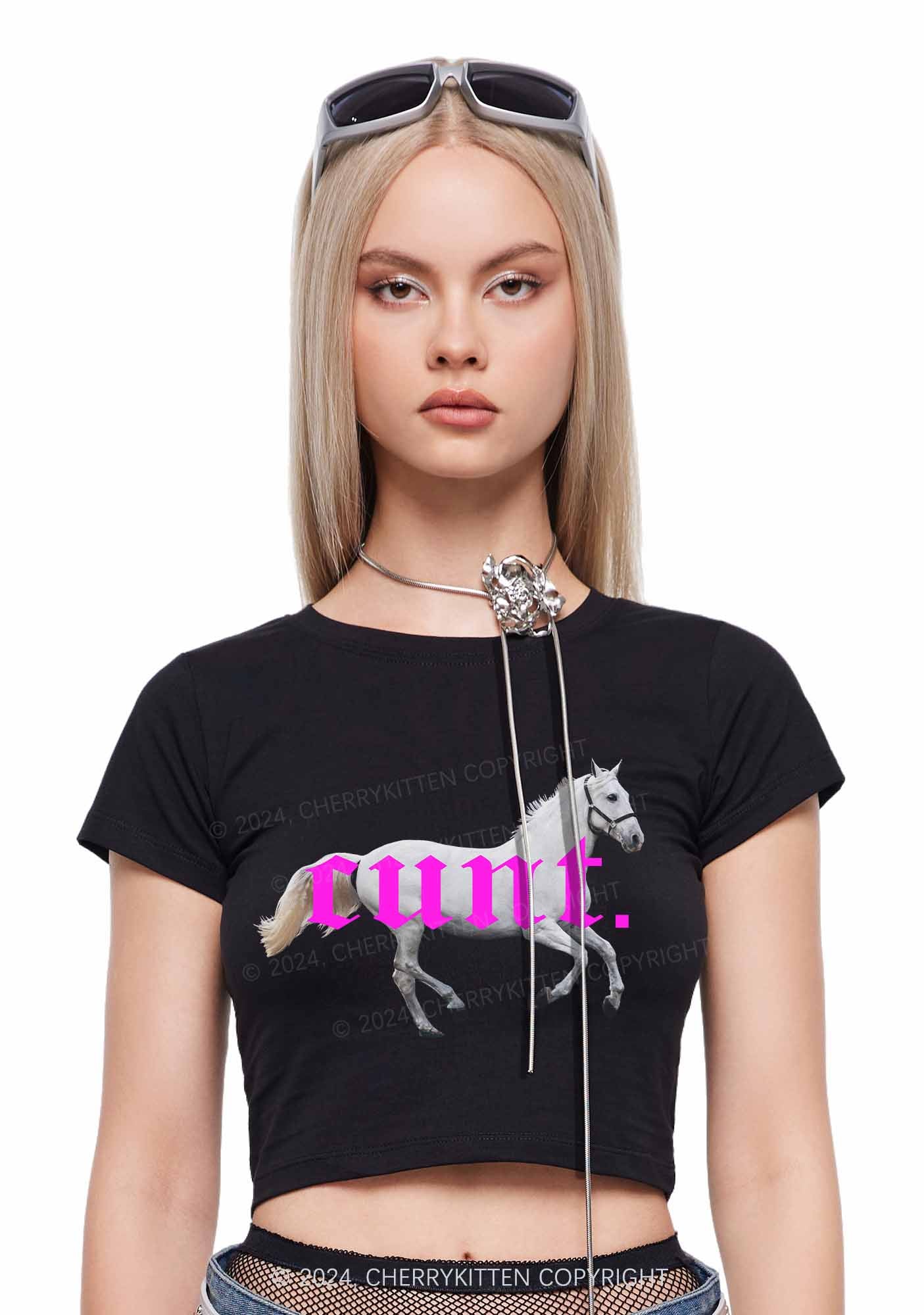 Cxxt Horse Y2K Baby Tee Cherrykitten