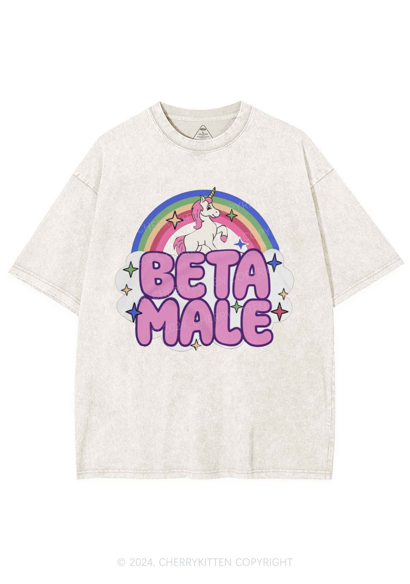 Beta Male Unicorn Y2K Washed Tee Cherrykitten