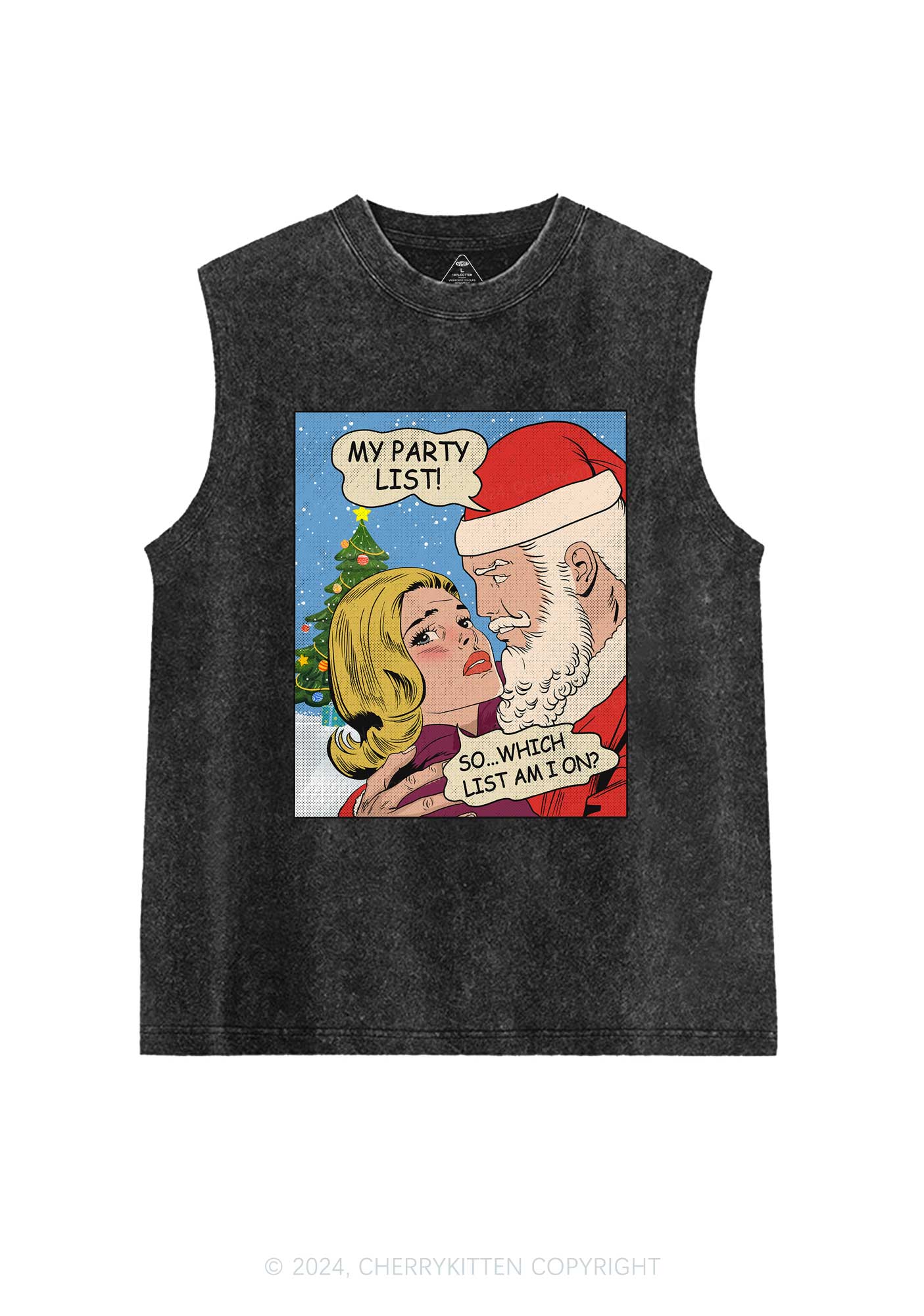 Christmas My Party List Y2K Washed Tank Cherrykitten