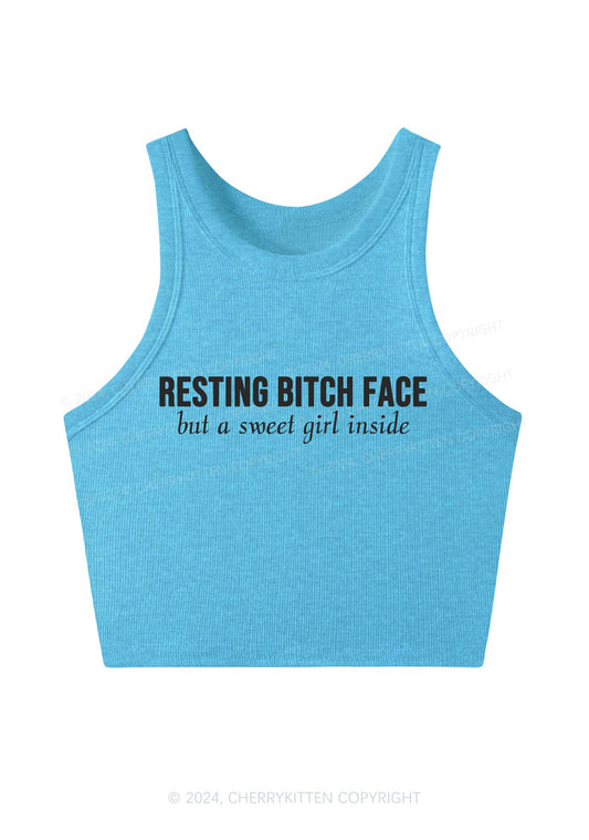 Resting Bxxch Face Y2K Crop Tank Top Cherrykitten