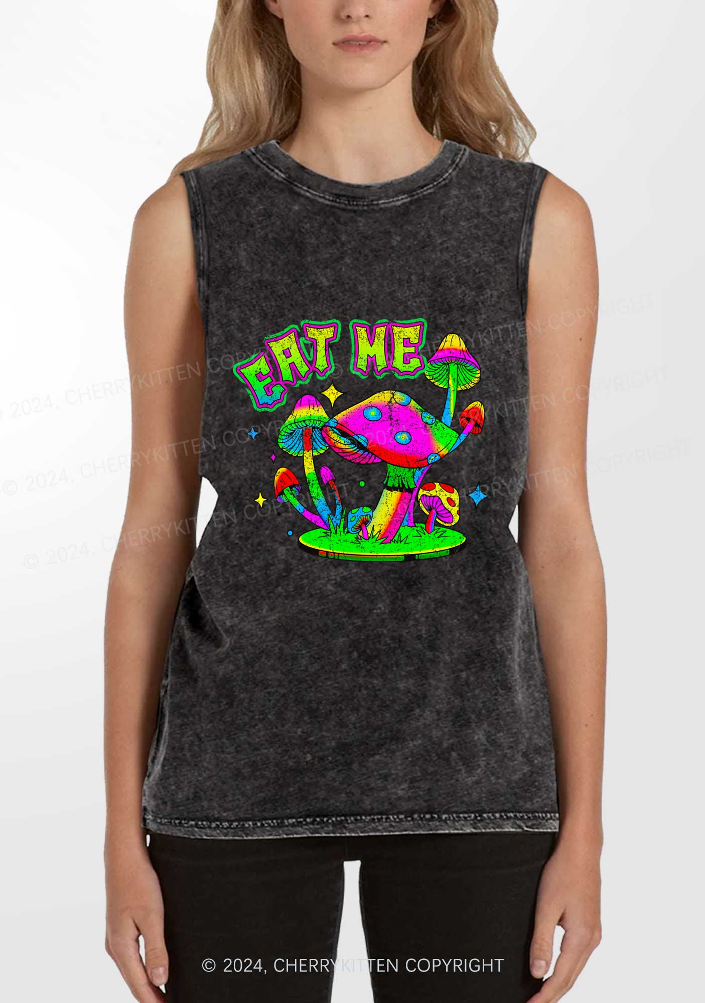 Eat Me Mushroom Y2K Washed Tank Cherrykitten