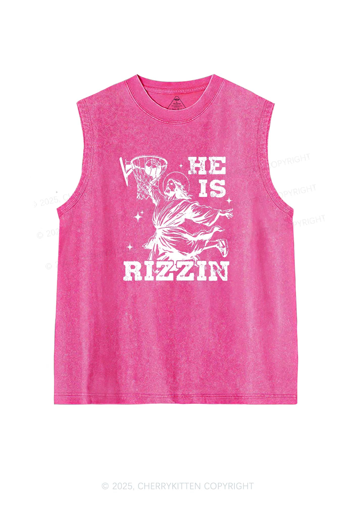 He Is Rizzin Y2K Washed Tank Cherrykitten