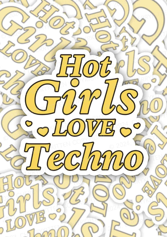 Hot Girls Love Techno 1Pc Y2K Sticker Cherrykitten