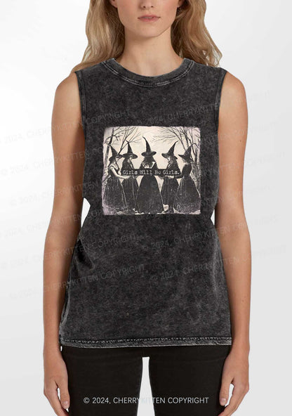 Halloween Girls Will Be Girls Y2K Washed Tank Cherrykitten