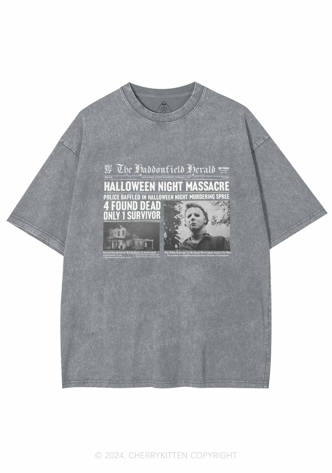 Halloween Night Massacre Y2K Washed Tee Cherrykitten