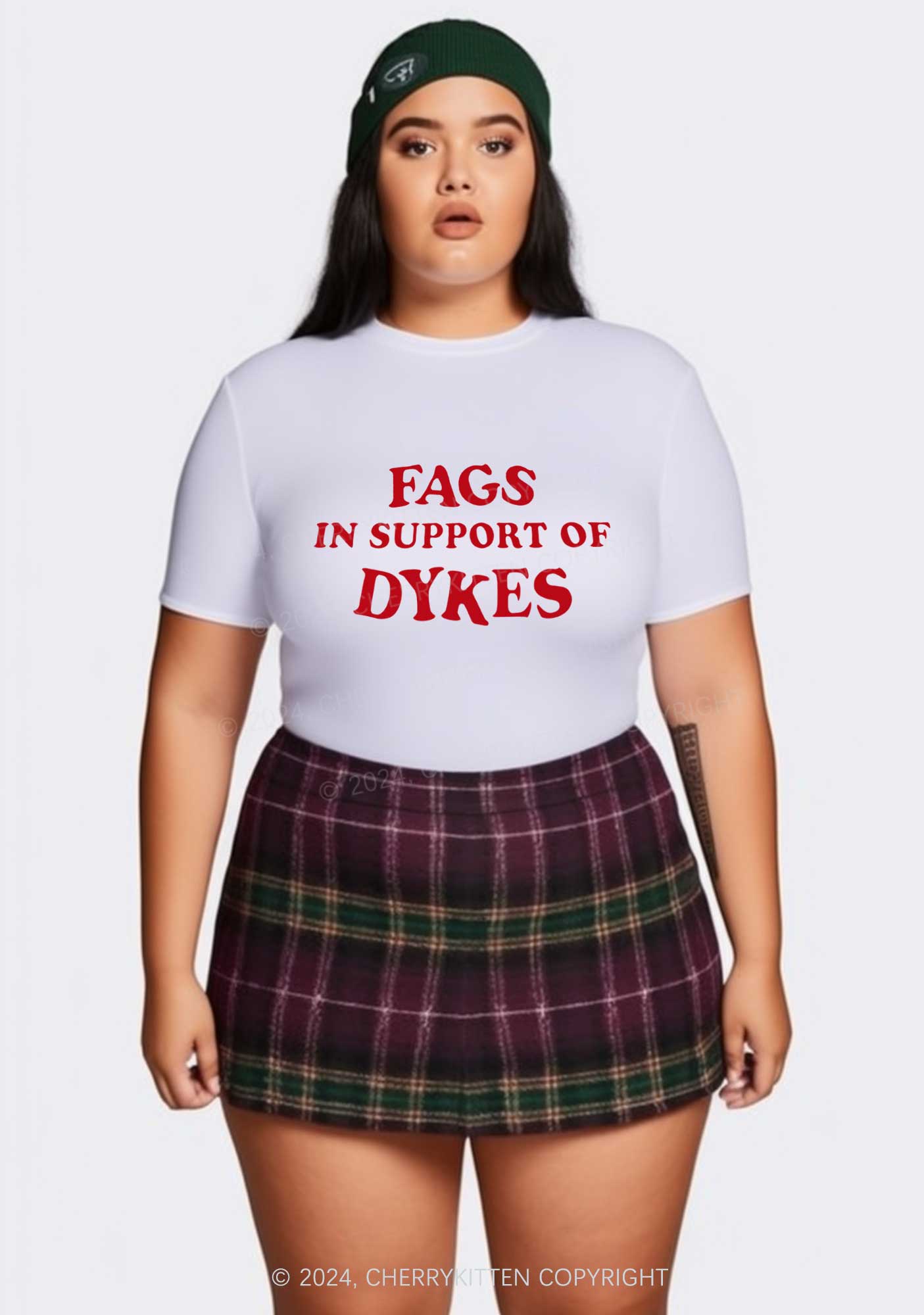 Curvy Fags Dykes Y2K Baby Tee Cherrykitten