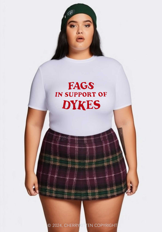 Curvy Fags Dykes Y2K Baby Tee Cherrykitten