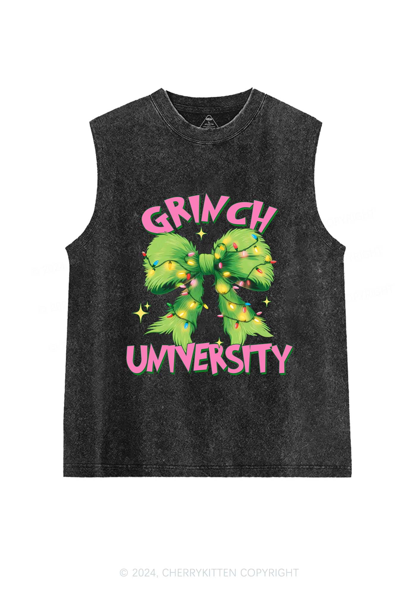 Christmas Green University Y2K Washed Tank Cherrykitten